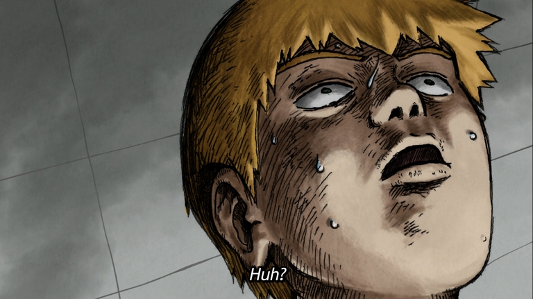 Reigen looking sweaty and confused