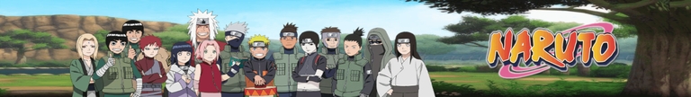 A group of Naruto characters including Tsunade, Jiraiya, Kakashi, Naruto, Sakura, Hinata, and others