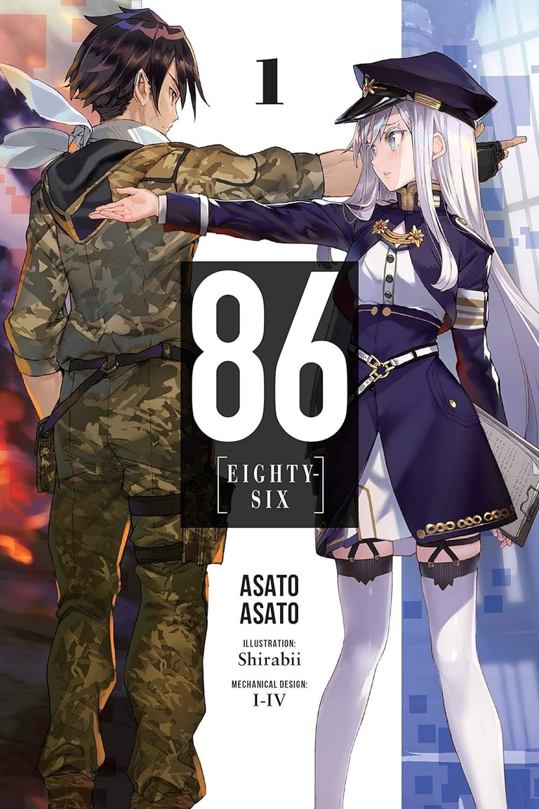 Cover art for 86 EIGHTY-SIX light novel featuring Shin and Lena