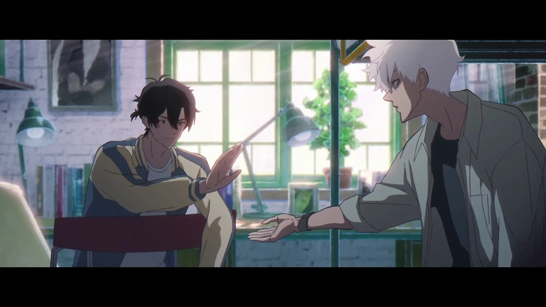 Cheng Xiaoshi and Lu Guang interact in an indoor setting in the anime series Link Click