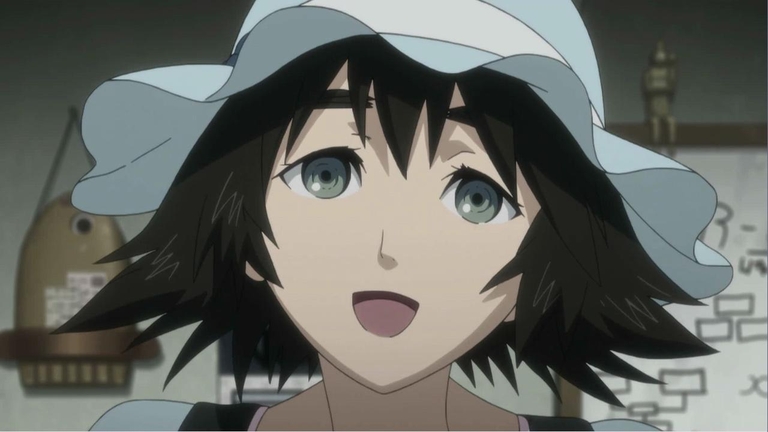 Shiina Mayuri wearing her hat