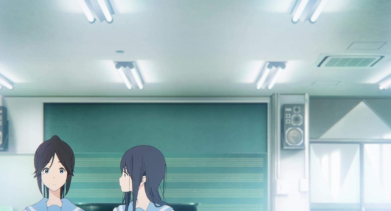 Mizore and Nozomi in a classroom setting