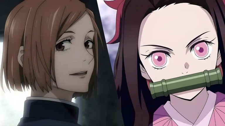 Split image of Nobara Kugisaki and Nezuko Kamado