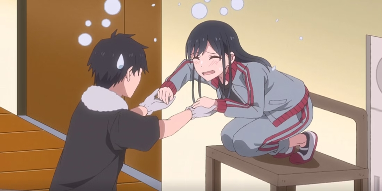 Eiji helping crying Rin