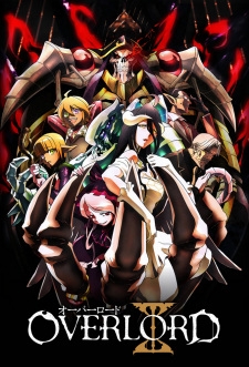 Promotional poster for Overlord IV featuring Ainz Ooal Gown with Albedo and Demiurge