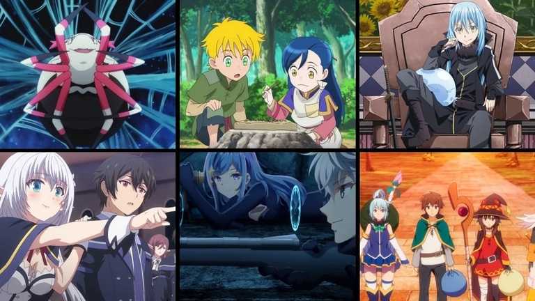 Collage of various reincarnation anime characters