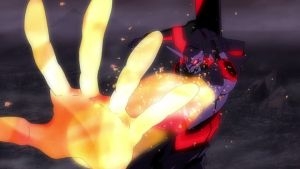 Unit-01's hand emitting energy during berserk sequence