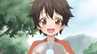 Ryoma holding a slime happily