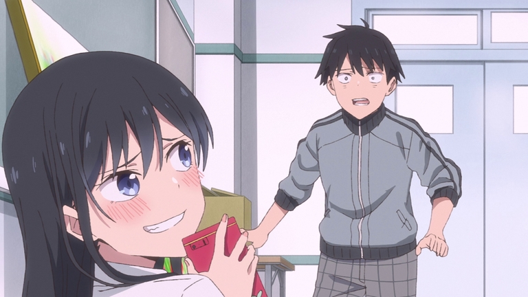 Rin blushing with Eiji surprised