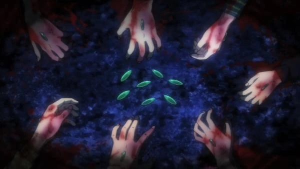 Bloody hands reaching for green BIM chips