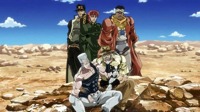 Main cast in desert