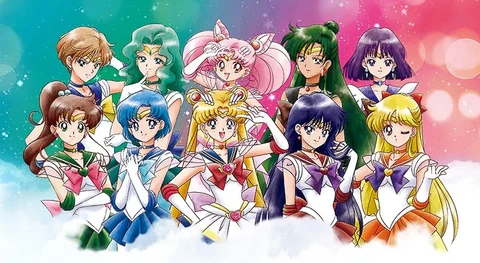 Full lineup of ten Sailor Guardians posing together