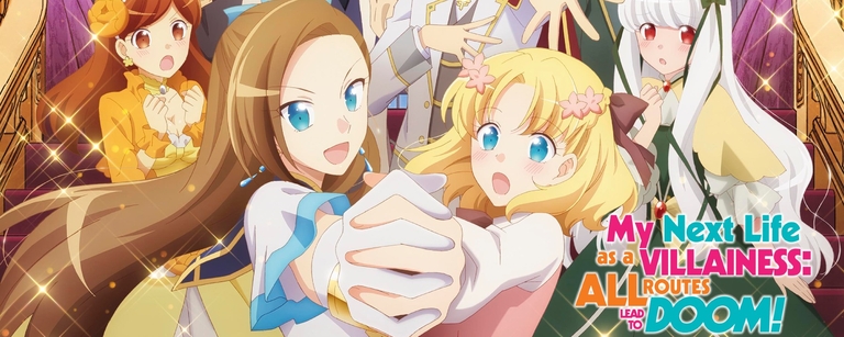 The main cast of My Next Life as a Villainess gathers for a promotional image