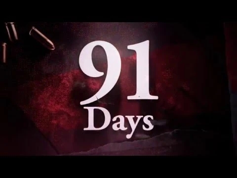 91 Days title logo with blood red background